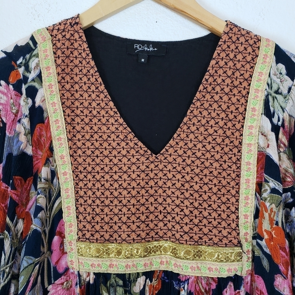 RD + koko Anthropologie embroidered floral tunic top - Picture 4 of 8